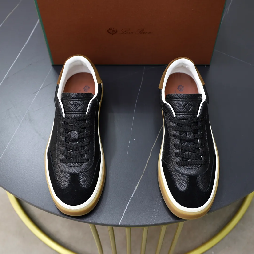 Men's Men's Shoes💰540💰••New Products•• LoroPian*_Noyo-Pianya New men's casual moral training sneakers, LP lace-up casual shoes!  Made of original imported soft cowhide and suede fabric, it highlights the sporty style. The heel is decorated with logo embossing and the original molding. The raw rubber translucent sole combined with the color welt adds a sense of modernity to the shoe. The shoe is overall refreshing and easy to match with style. It has a full cowhide lining for the feet. The original box packaging at the counter comes with wooden balls and a dust bag! Size: 38-44 (.45 customized)
